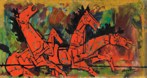 Red Horses by M F Husain