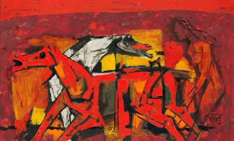 Red Horses by M F Husain