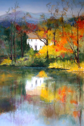 Reflections in Pastels - Tallenge Abstract Landscape Painting by Tallenge Store