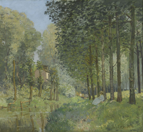 Rest along the Stream. Edge of the Wood - Large Art Prints by Alfred Sisley
