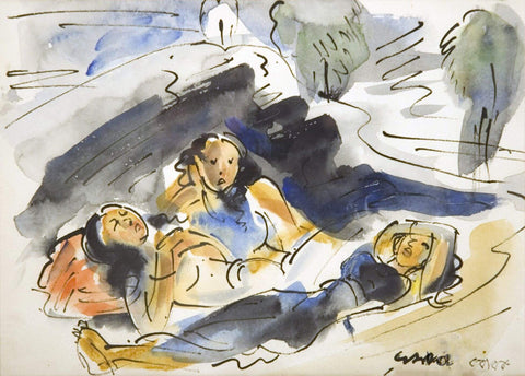 Resting - Ramkinkar Baij - Bengal School Indian Painting - Posters