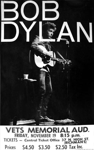Retro Vintage Music Concert Poster - Bob Dylan Vets Memorial Auditorium - Tallenge Music Collection - Large Art Prints