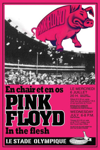 Retro Vintage Music Concert Poster -Pink Floyd - In The Flesh Tour - Tallenge Music Collection - Art Prints by Kenneth
