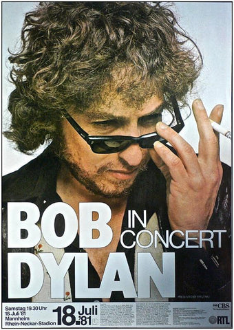 Retro Vintage Music Concert Poster - Bob Dylan - 1981 Mannheim Germany Concert - Tallenge Music Collection - Life Size Posters by Sam Mitchell