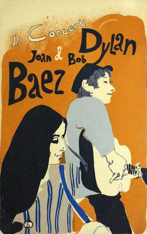 Retro Vintage Music Concert Poster - Bob Dylan And Joan Baez - Tallenge Music Collection - Large Art Prints by Sam Mitchell
