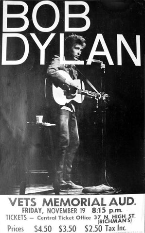 Retro Vintage Music Concert Poster - Bob Dylan Vets Memorial Auditorium - Tallenge Music Collection - Large Art Prints by Sam Mitchell