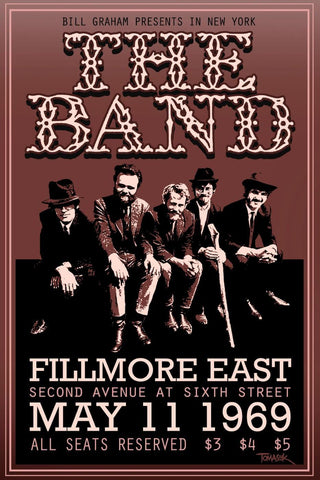 Retro Vintage Music Concert Poster - The Band At Fillmore East - Tallenge Music Collection - Art Prints
