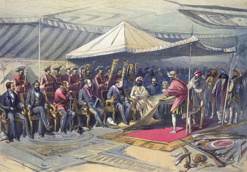 Return Visit Of The Viceroy To The Maharaja Of Kashmir - William Simpson - Vintage Indian Orientalist Painting by Major John Luard