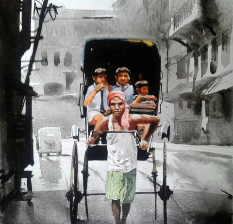 Returning From School In a Rickshaw by Sarah