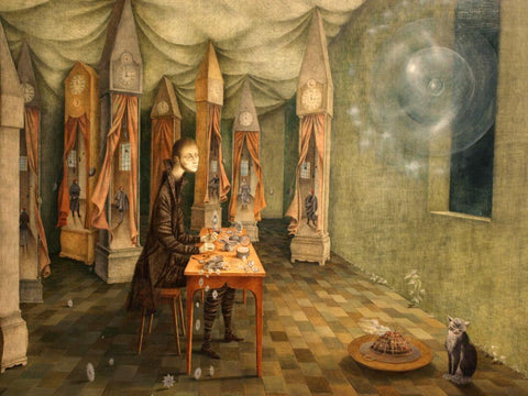 Revelation of The Watchmaker (Revelación o El relojero) - Remedios Varo - Surrealist Painting - Framed Prints