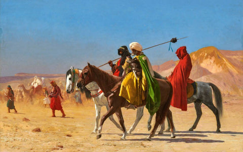 Riders Crossing the Desert - Jean-Leon-Gerome - Orientalist Art Painting by Jean Leon Gerome