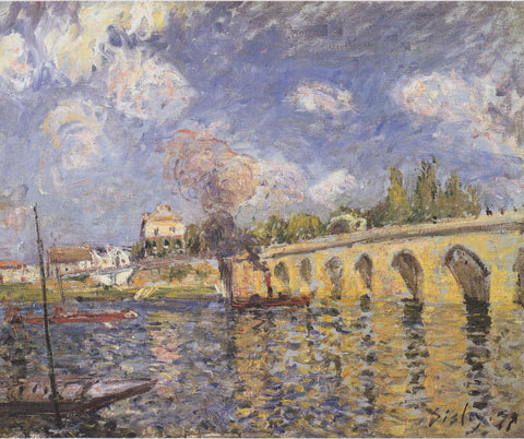 River , Steamboat and Bridge - Posters by Alfred Sisley