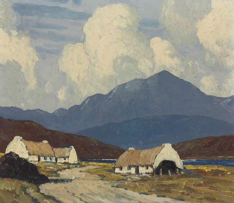 Roadside Cottages Below Mweelrea Mountain - Paul Henry RHA - Irish Master - Landscape Painting - Large Art Prints