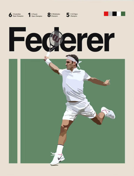Roger Federer - Tennis GOAT -  Graphic Art Poster - Framed Prints
