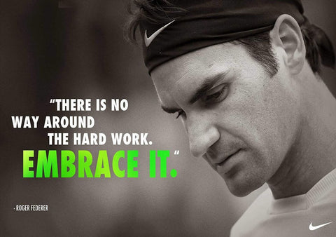 Roger Federer - Tennis GOAT -  Hard Work - Motivational Quote Poster by Tallenge