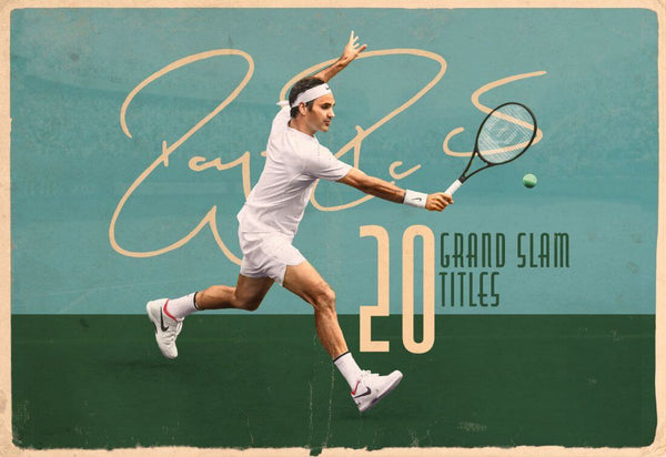 Roger Federer - Tennis Legend - Graphic Art Poster - Framed Prints