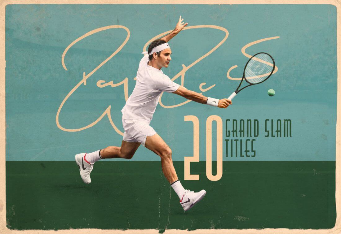 Roger Federer - Tennis Legend - Graphic Art Poster