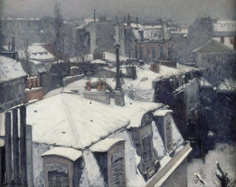 Rooftops in the Snow - Large Art Prints by Gustave Caillebotte