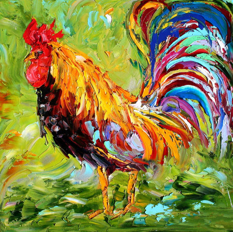 Rooster Cockerel Chicken Painting - Framed Prints by Sean