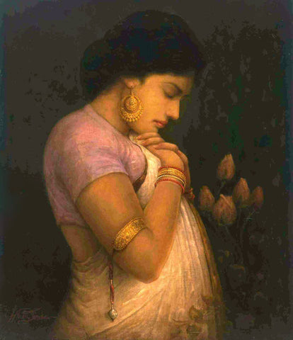 Rose Or Thorn - Hemen Mazumdar - Indian Masters Painting - Art Prints