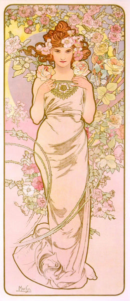 Roses (Fleurs) -  Alphonse Mucha - Art Nouveau Print - Canvas Prints