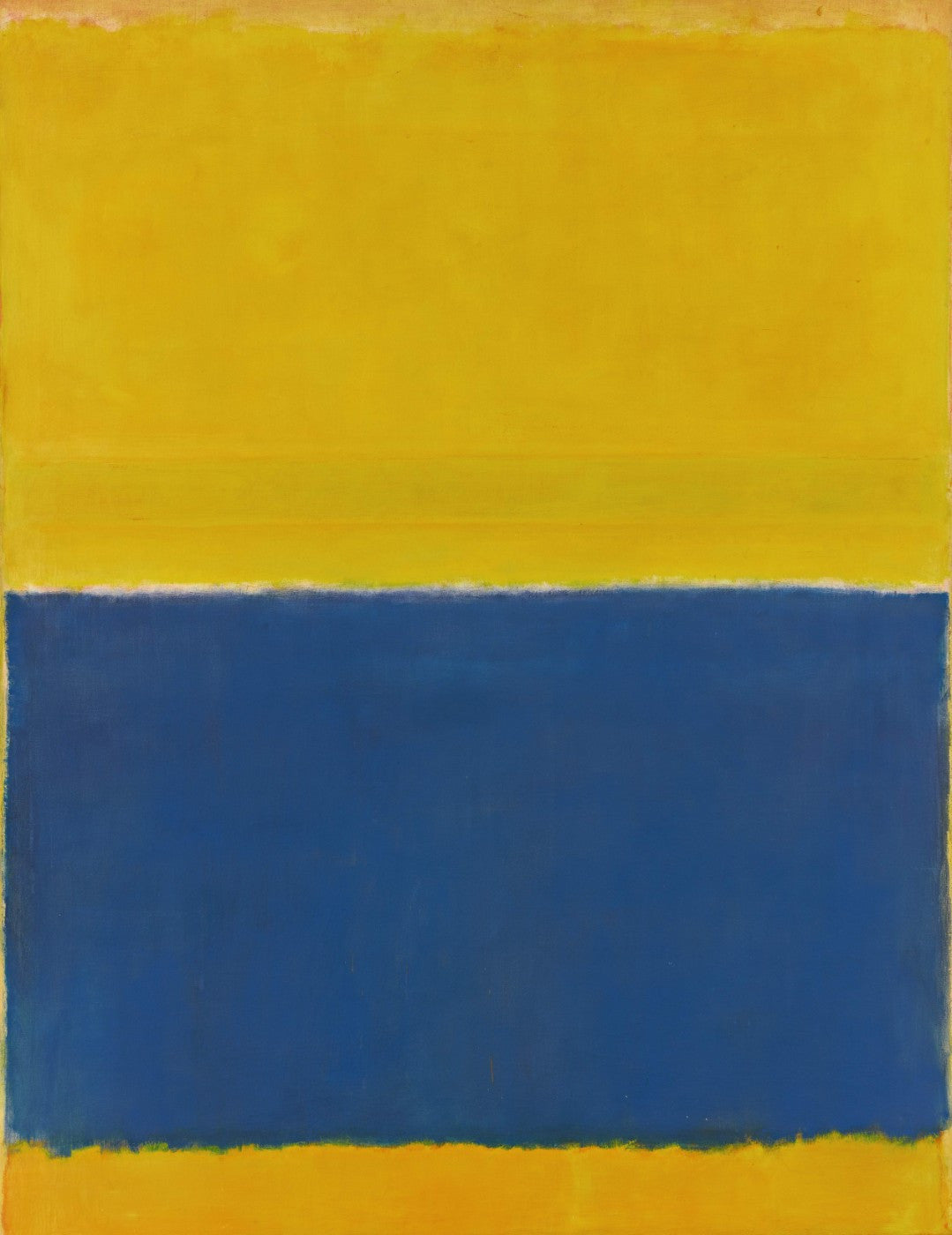 Blue and yellow shop painting