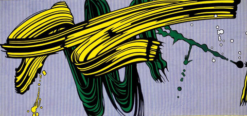 Yellow and Green Brushstrokes – Roy Lichtenstein – Pop Art Painting - Framed Prints