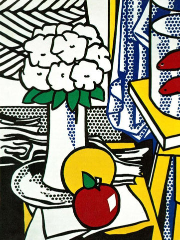 Still Life Of Flower Vase And Fruits - Posters by Roy Lichtenstein