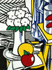 Still Life Of Flower Vase And Fruits - Art Prints