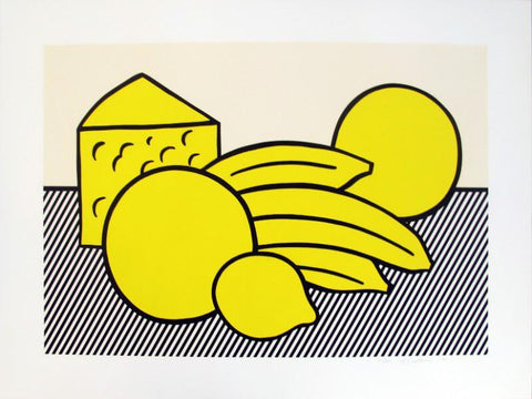 Yellow Still Life And Banana - Canvas Prints by Roy Lichtenstein