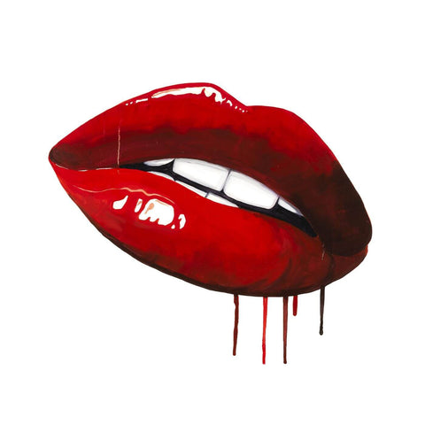 Ruby Red Lips Pop Art Painting by Tallenge Store