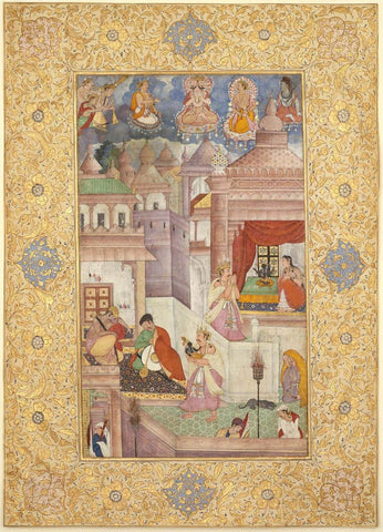 Harivamsa : The Birth and Escape of Krishna c1590 - Vintage Indian Miniature Art Painting by Krishna Artworks
