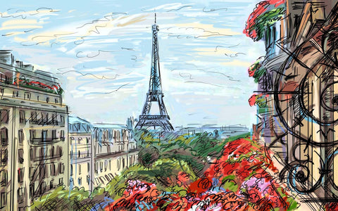 A beautiful view of Eiffel Tower - Digital Painting by Sina Irani