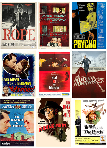 Alfred Hitchcock Greatest Movies Poster Set - Set of 10 Poster Paper - (12 x 17 inches)each