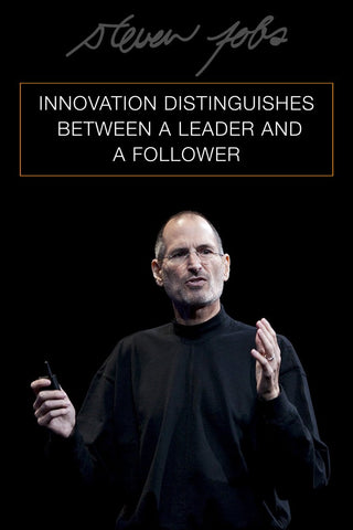 Motivational Poster - Steve Jobs Apple Founder - Innovation distinguishes between a leader and a follower - Inspirational Quotes - Posters