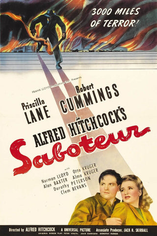 Saboteur- Alfred Hitchcock - Classic Hollywood Suspense Film Poster by Hitchcock