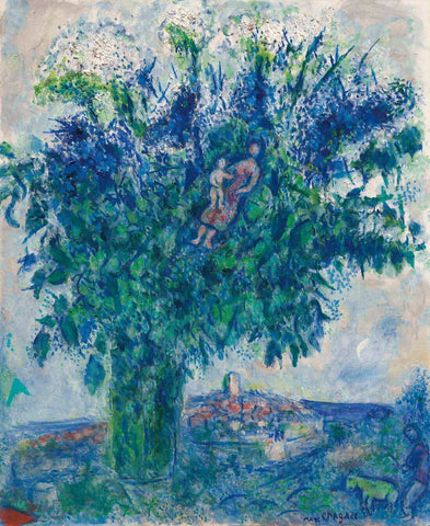 Saint Johns Night (La Nuit De La Saint-Jean) - Marc Chagall Floral Painting by Marc Chagall