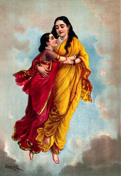 Menaka and Shakuntala - Framed Prints