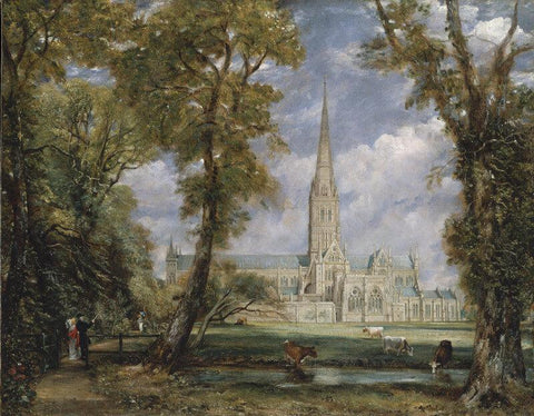 Salisbury Cathedral From The Bishops Garden - Large Art Prints by John Constable