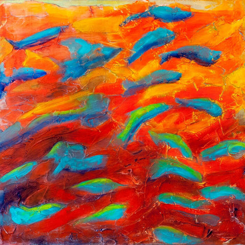 Salmons - Contemporary Abstract Art Painting - Art Prints by Shiya