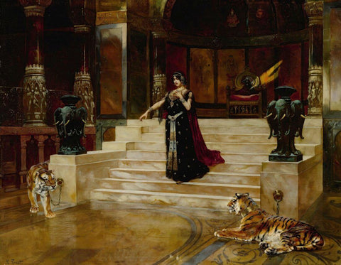 Salomé And The Tigers - Rudolf Ernst - Orientalist Art Painting - Large Art Prints by Rudolf Ernst