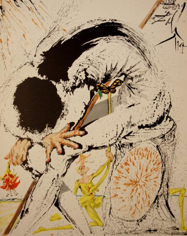 Don Quichotte Overwhelmed - Lithograph From The Catalog of the Graphic Works By Salvador Dali - Framed Prints
