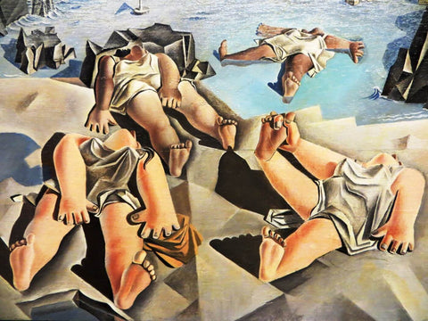 Figures lying on the sand by Salvador Dali