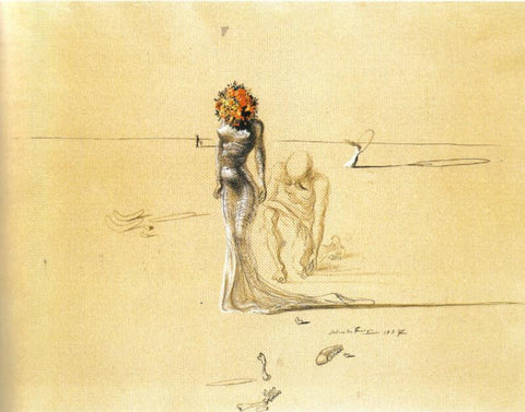 Woman With A Flower Head,1937 By Salvador Dali - Posters