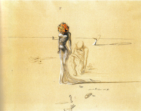 Woman With A Flower Head,1937 By Salvador Dali by Salvador Dali