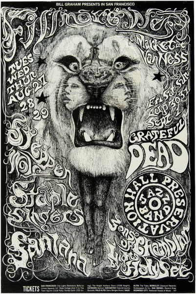 Santana, Steppenwolf, Grateful Dead - Fillmore West, CA 1968 - Vintage Music Concert Poster - Canvas Prints