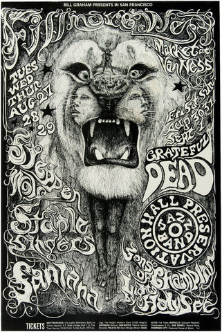 Santana, Steppenwolf, Grateful Dead - Fillmore West, CA 1968 - Vintage Music Concert Poster - Framed Prints