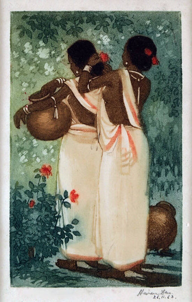 Santhal Women - Haren Das - Bengal School Art Etching - Framed Prints
