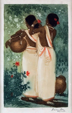Santhal Women - Haren Das - Bengal School Art Etching - Canvas Prints