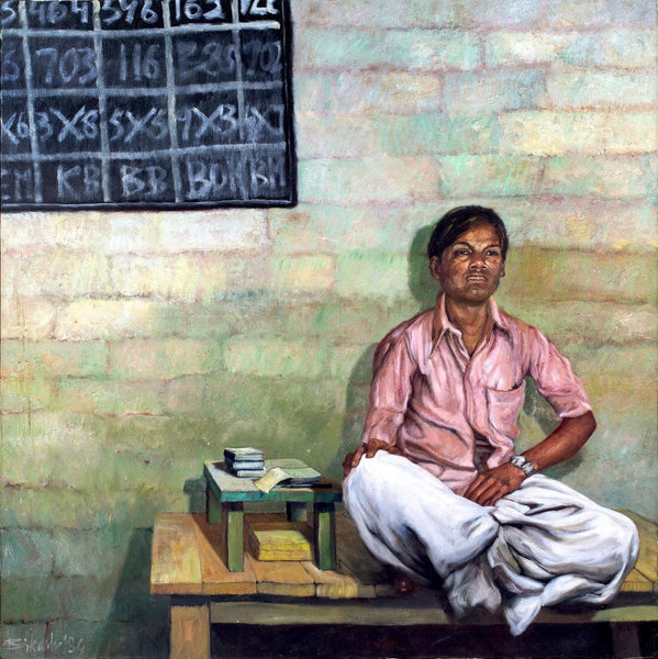 Santu The Penciler - Bikas Bhattacharji - Indian Contemporary Art Painting - Canvas Prints